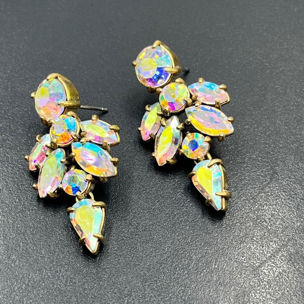 J. Crew Retired Aurora Borealis Crystal Rhinestone‎ Statement Dangle Earrings